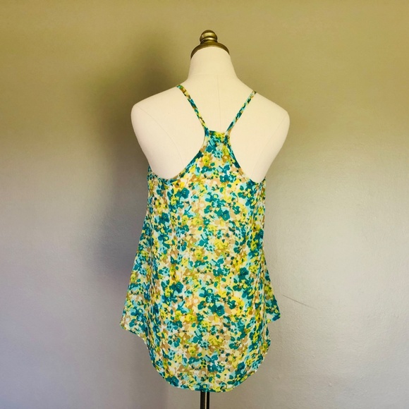 Camisole Green Yellow Flowers Small Racer Back Pullover - Picture 6 of 7
